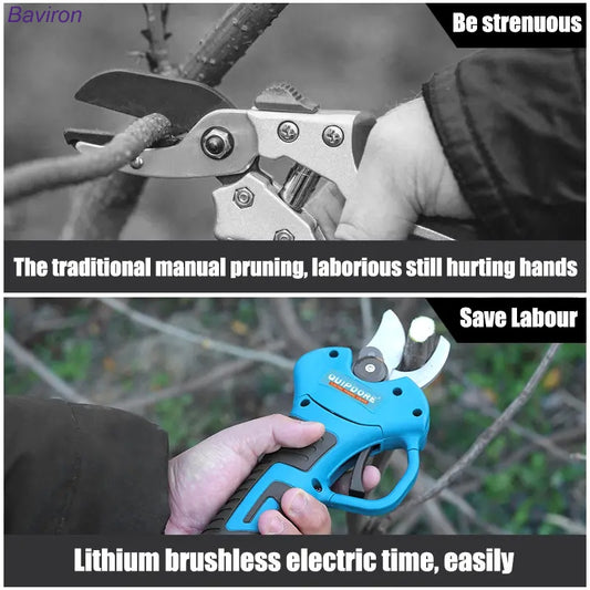 21V Cordless Electric Pruning Shears – 2 Batteries, Heavy Duty Garden Cutter